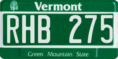 VT license plate RHB275