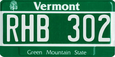 VT license plate RHB302