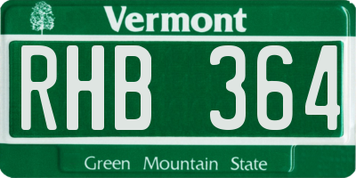 VT license plate RHB364