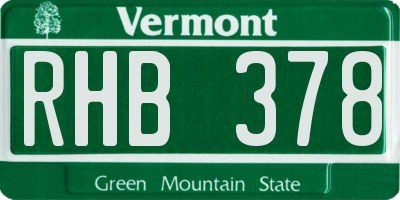 VT license plate RHB378