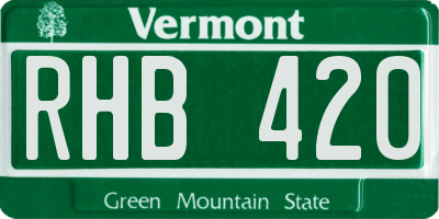 VT license plate RHB420