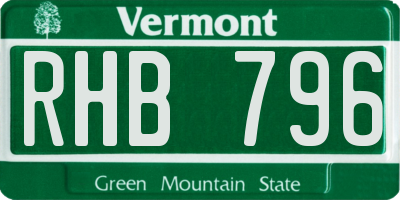 VT license plate RHB796