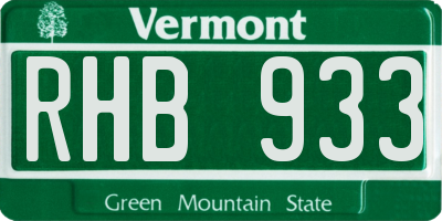 VT license plate RHB933