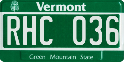 VT license plate RHC036
