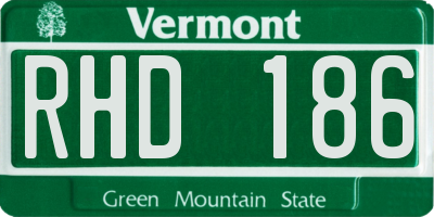 VT license plate RHD186
