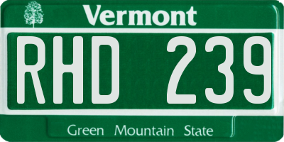 VT license plate RHD239