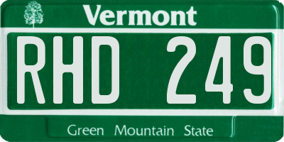 VT license plate RHD249