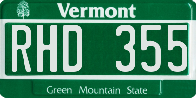 VT license plate RHD355