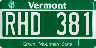 VT license plate RHD381