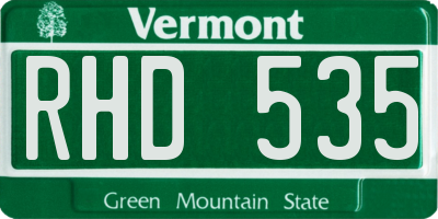 VT license plate RHD535