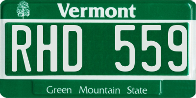VT license plate RHD559