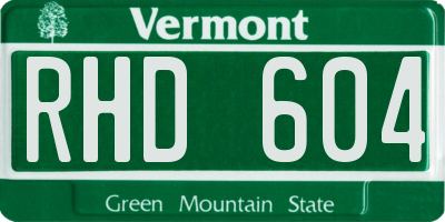 VT license plate RHD604