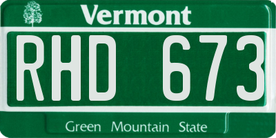 VT license plate RHD673