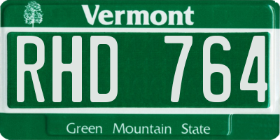 VT license plate RHD764
