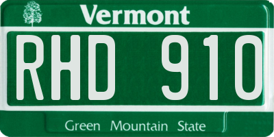 VT license plate RHD910