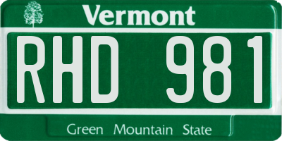 VT license plate RHD981