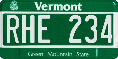 VT license plate RHE234