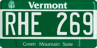VT license plate RHE269