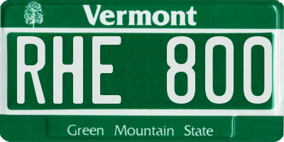 VT license plate RHE800