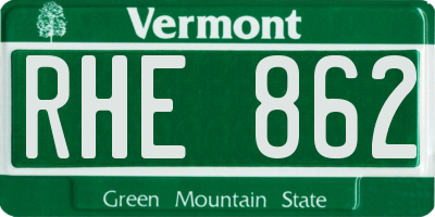 VT license plate RHE862