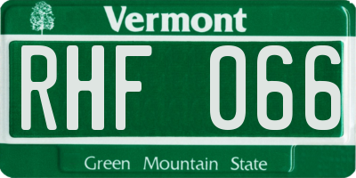 VT license plate RHF066