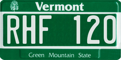 VT license plate RHF120