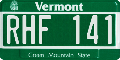 VT license plate RHF141