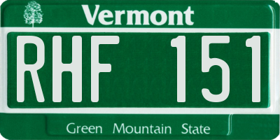 VT license plate RHF151