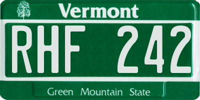 VT license plate RHF242