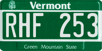 VT license plate RHF253