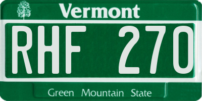 VT license plate RHF270