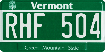 VT license plate RHF504