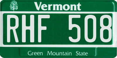 VT license plate RHF508