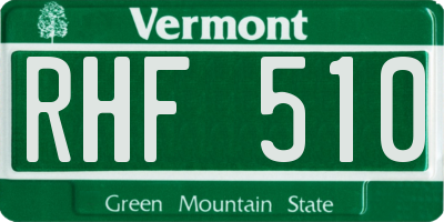 VT license plate RHF510