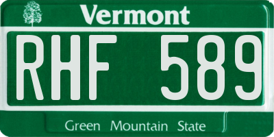 VT license plate RHF589