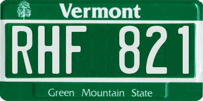 VT license plate RHF821