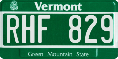 VT license plate RHF829