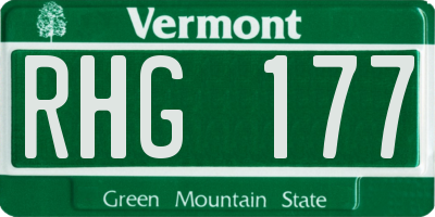 VT license plate RHG177