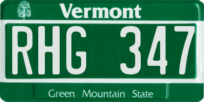 VT license plate RHG347