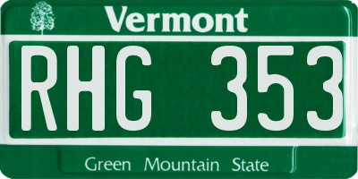 VT license plate RHG353