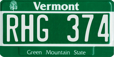 VT license plate RHG374