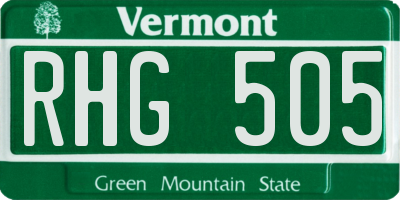 VT license plate RHG505