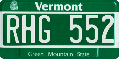 VT license plate RHG552