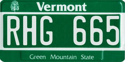 VT license plate RHG665