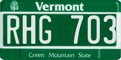 VT license plate RHG703