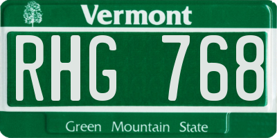 VT license plate RHG768