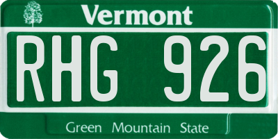 VT license plate RHG926