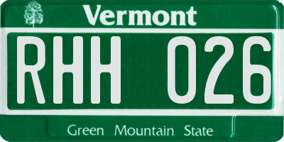 VT license plate RHH026