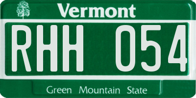 VT license plate RHH054