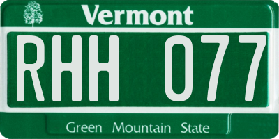 VT license plate RHH077
